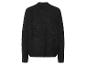 Dunkelgrauer grob gestrickter Pullover.