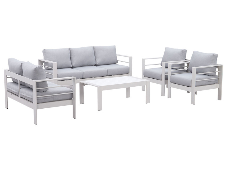 Gehe zu Vollbildansicht: MeXo Gartenmöbel 7-Sitzer Lounge-Set Aluminium inkl. Polster - Bild 1
