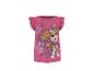 Pinkes Kurzarm-T-Shirt mit Cartoon-Hund und tropischem Blätterdruck.