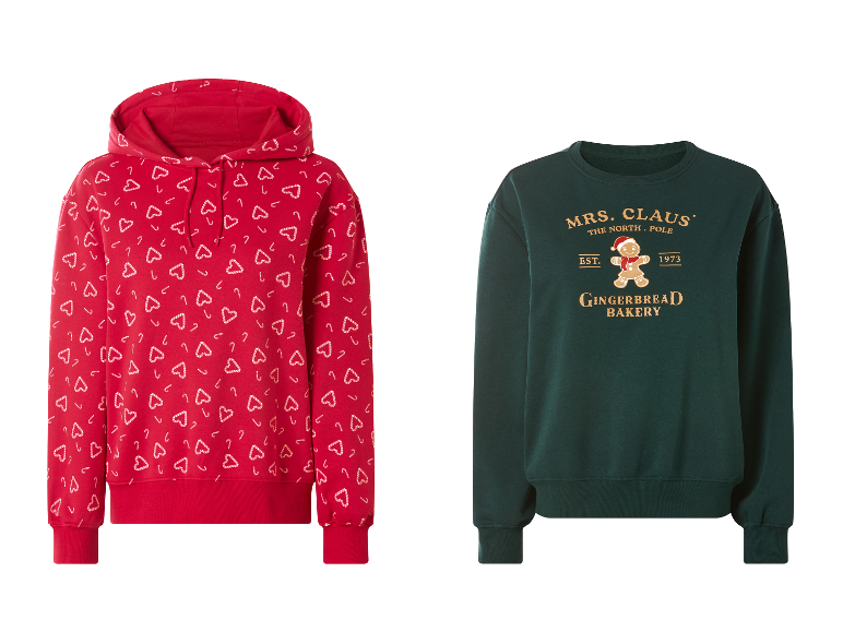 ESMARA Damen-Sweathoodie und Sweatpullover mit Weihnachtsmotiv