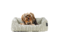 Beige Hundebett aus Cord, Marke Adora, Yorkshire Terrier.
