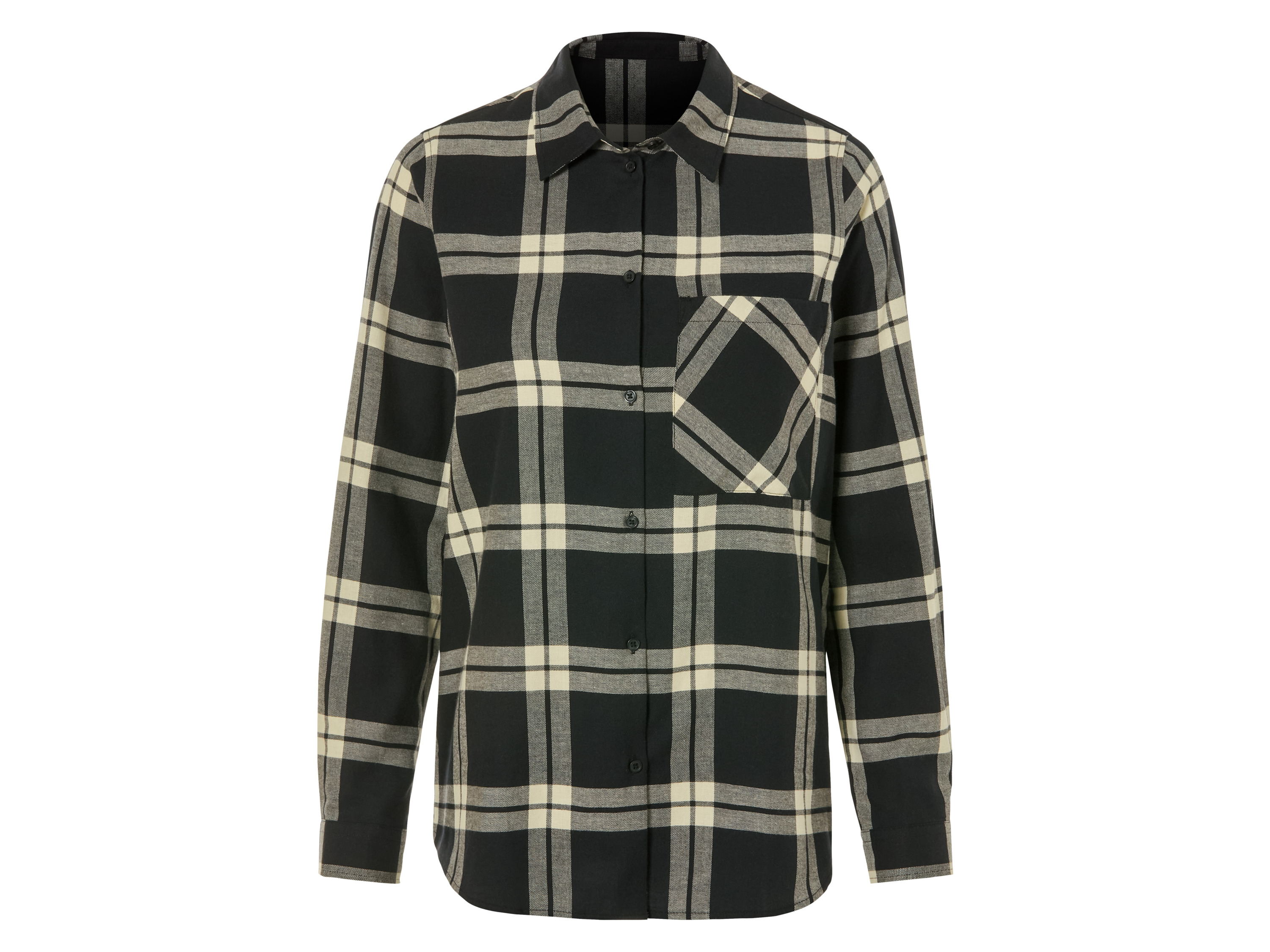 esmara® Damen Bluse Flanell (Schwarz, XS(32/34))““ | aufgesetzter Brusttasche, abgerundeter Saum Passform: – Schnitt: leger geschnitten Ausschnitt: – Kragenform: Kentkragen Ärmellänge: regulär Material: Baumwolle Pflegehinweis: waschen bei max. 40 °C Pflegeleicht nicht bleichen nicht im Wäschetrockner trocknen bügeln bis 150 °C Stufe 2. Dampfbügeleisen kann verwendet werden nicht trockenreinigen Größe: XS 32/34 – L 44/46 Meine Lidl-Größe – so einfach gehts Einfach den Lidl-Größenrechner besuchen. Für deine Personengruppe und Produktgruppe die gemessenen Körpermaße eintragen und dann den Berechnen-Button betätigen. Schon wird dir deine Größe angezeigt. Oeko-Tex® Standard 100 Geprüft auf Schadstoffe Zertifizierungsnummer: 2015Ok0057 Aitex Standard 100 by Oeko-Tex® ist die weltweit bekannteste, unabhängige Zertifizierung schadstoffgeprüfter Textil- und Lederprodukte aller Art – vom Garn und den Stoffen bis hin zum gebrauchsfertigen Artikel. Das Label bestätigt