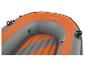 Orange-graues Schlauchboot mit schwarzen Details und Luftventilen.