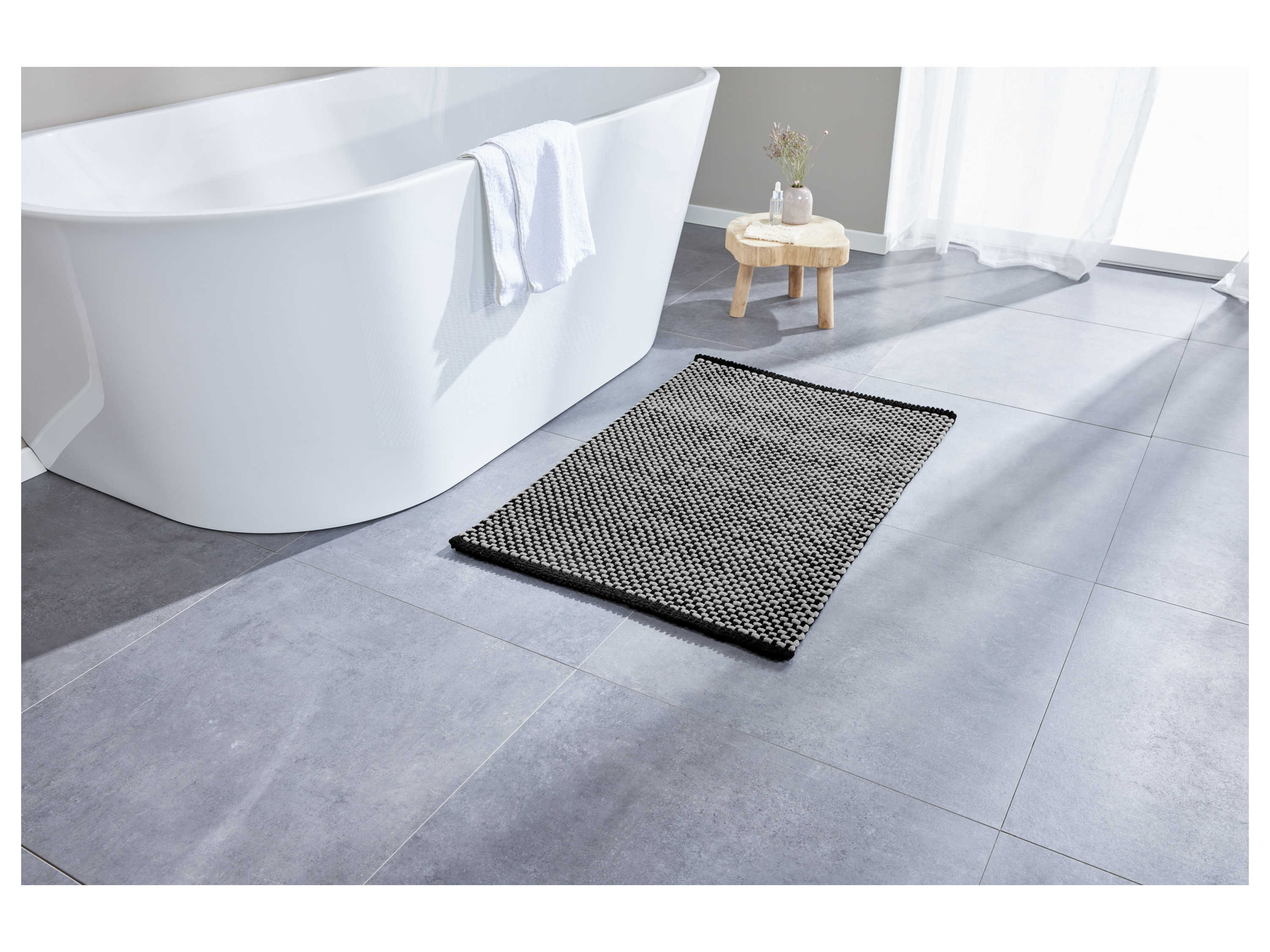 Thumbnail - LIVARNO home Struktur-Badematte, mit rutschhemmender Unterseite  (Grau)
