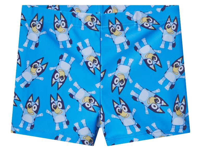 Blaue Kinder-Badeshorts mit Cartoon-Charakter-Print