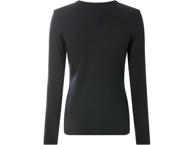 Schwarzes Damen Langarmshirt, Rückansicht.