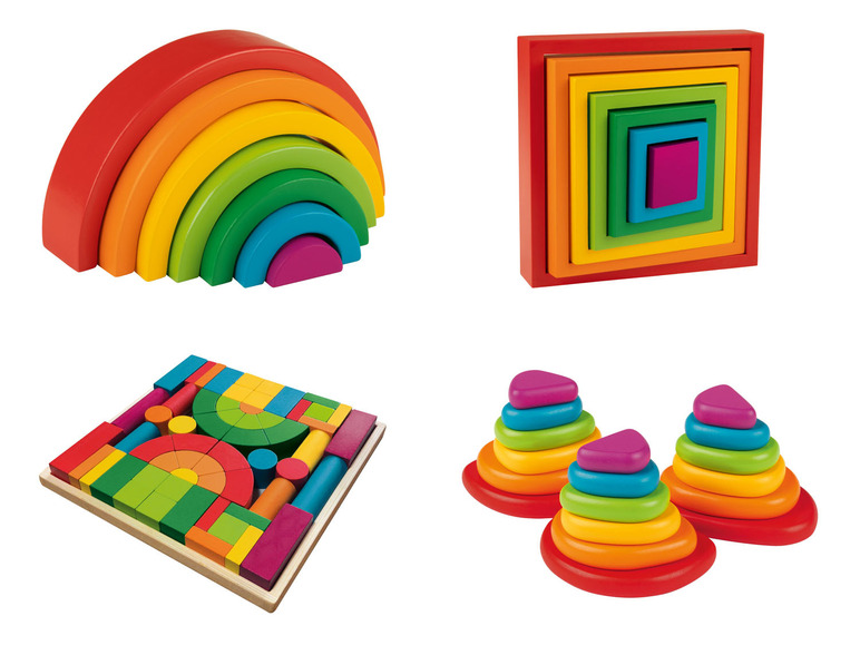 Gehe zu Vollbildansicht: Playtive Holz Regenbogen-Sets, nach Montessori-Art - Bild 1