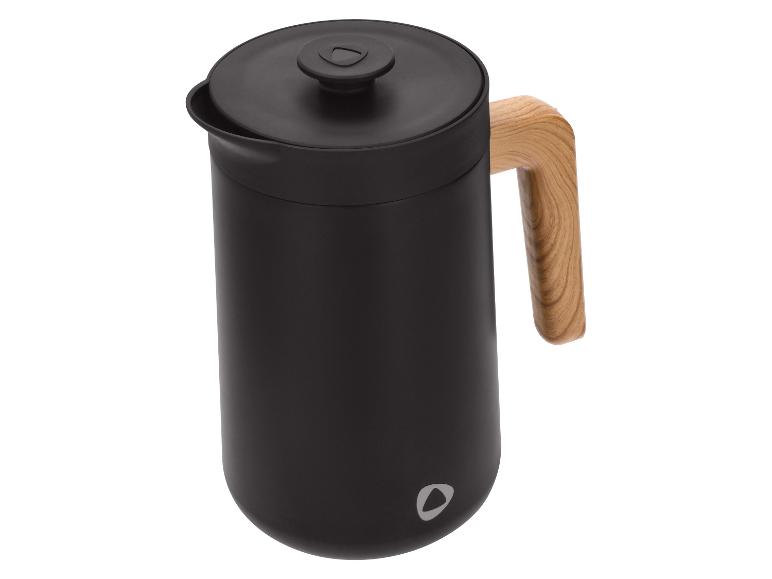 Schwarze Kaffeemaschine mit Holzgriff