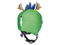 Ein grüner Kinderhelm mit Drachenmotiv.