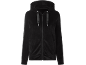 Schwarzer Samt-Kapuzenpullover mit Reißverschluss