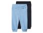 Zwei Babyhosen, eine hellblaue und eine dunkelblaue.