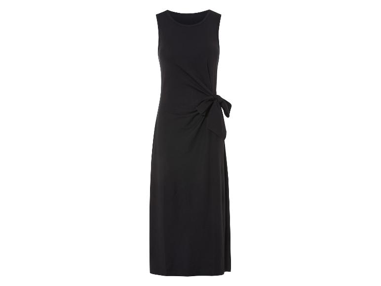 Schwarzes Maxikleid mit seitlichem Knoten.