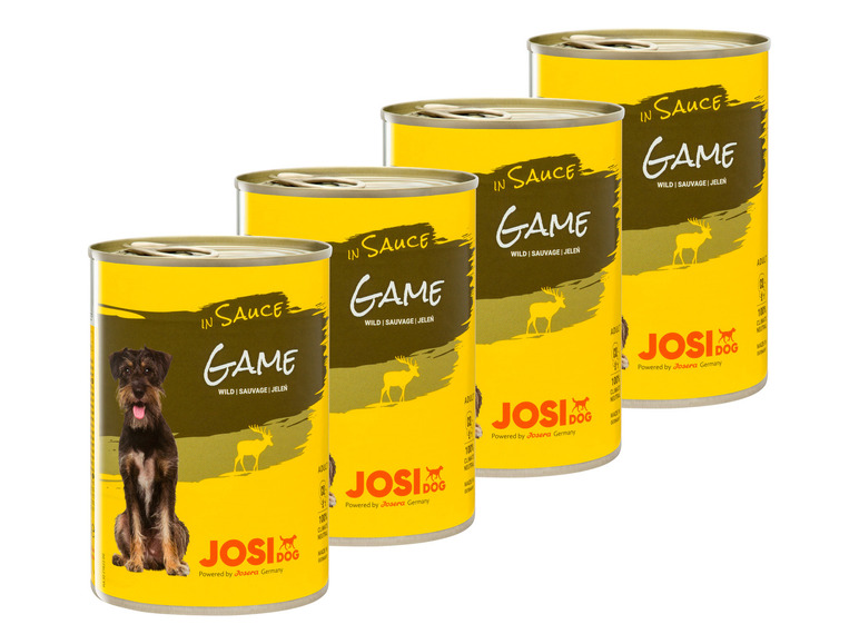 Gehe zu Vollbildansicht: JosiDog Hundenassnahrung Game in Sauce mit Wild, 4 x 415 g - Bild 1