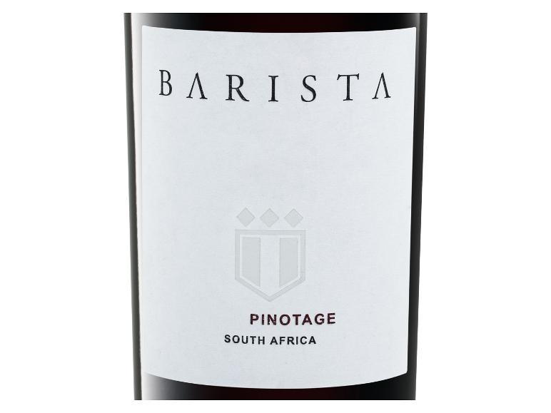 Eine Flasche Barista Pinotage Wein aus Südafrika.