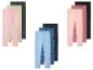 Set Kinderleggings in Rosa, Beige mit Herzen, Hellblau, Dunkelblau mit Herzen, Rosa mit Punkten und Schwarz.