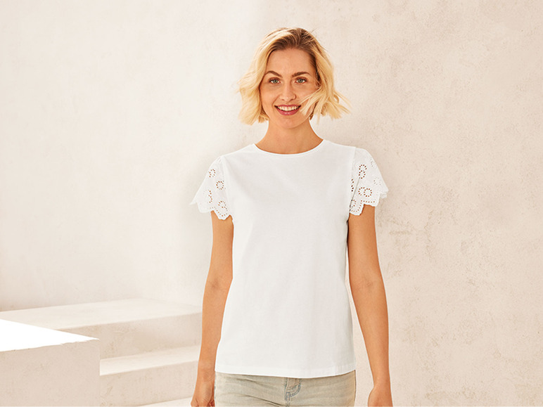 Gehe zu Vollbildansicht: esmara® Damen T-Shirt mit Spitze, aus reiner Baumwolle - Bild 9