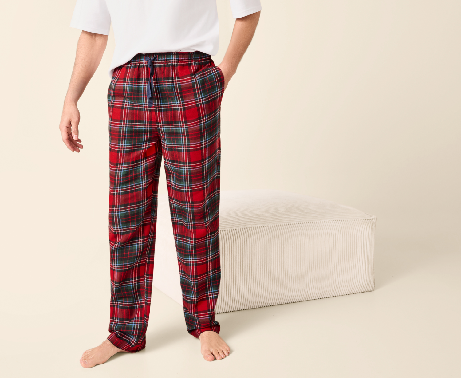 ESMARA MEN Herren Flanell Schlafhose (Karo/rot, L (52/54)) – Bild 2 von 3