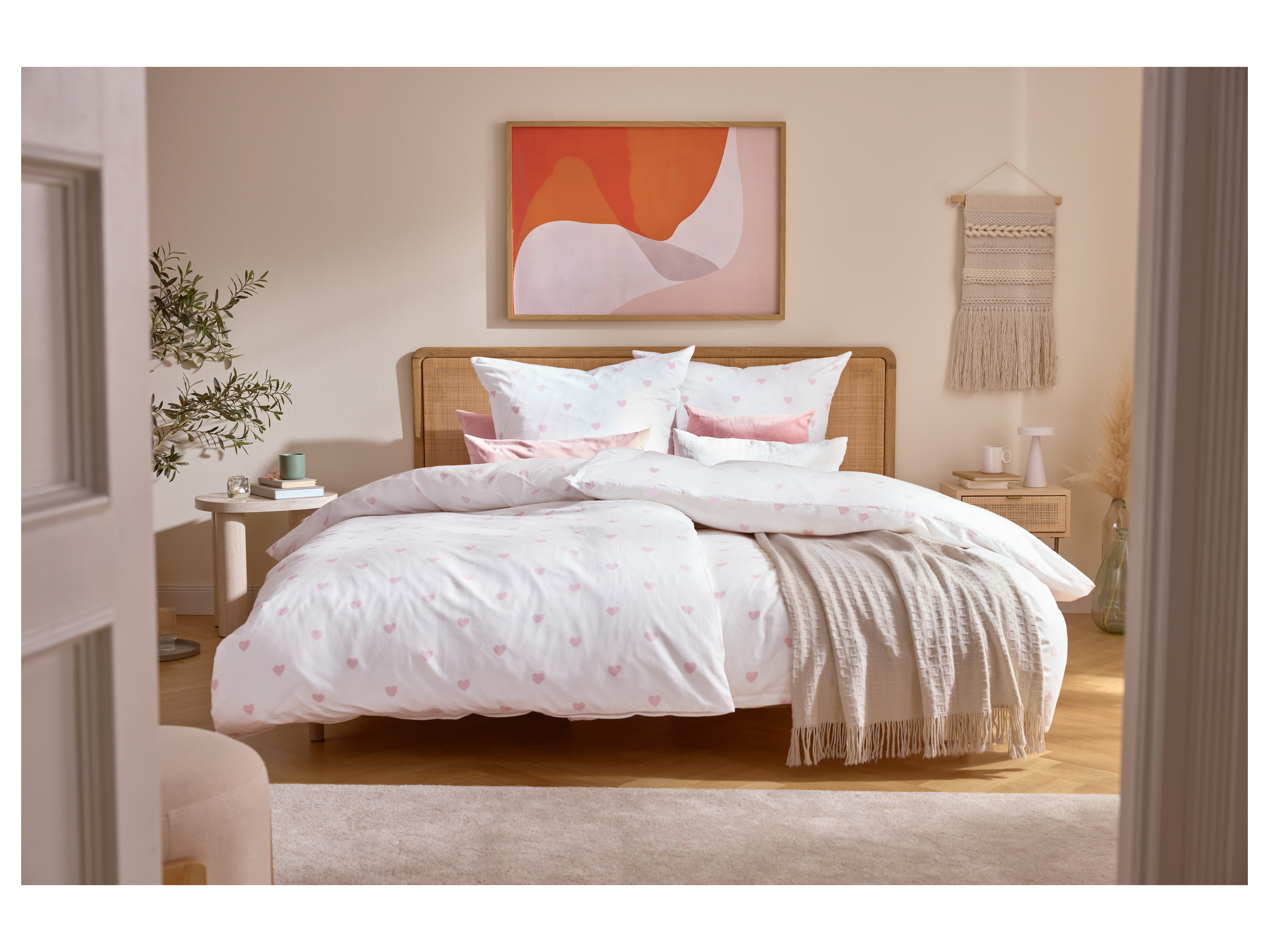 Thumbnail - LIVARNO® Bettwäsche Edel-Renforcé 135 x 200 cm (Weiß/Rosa)