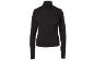 Schwarze Damen-Sportjacke mit Reißverschluss und Stehkragen.