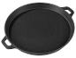 Schwarze Gusseisenpfanne mit zwei Griffen