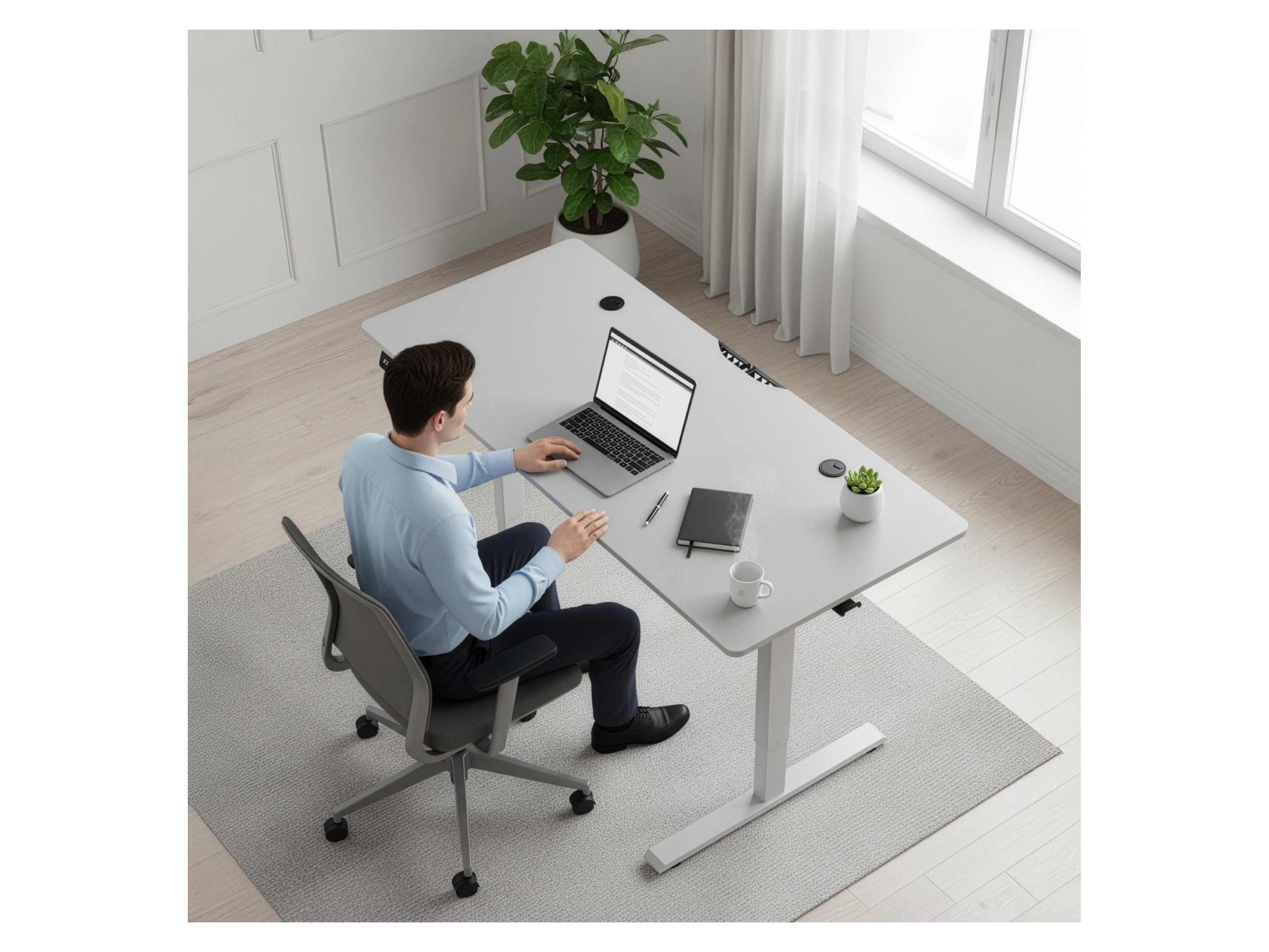 JUSKYS Schreibtisch Office Stand (140 x 60 cm, ohne Ablage, Weiß) – Bild 4 von 4