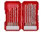 Bohrer-Set in rotem Koffer, bestehend aus 15 Bohrern unterschiedlicher Größen.
