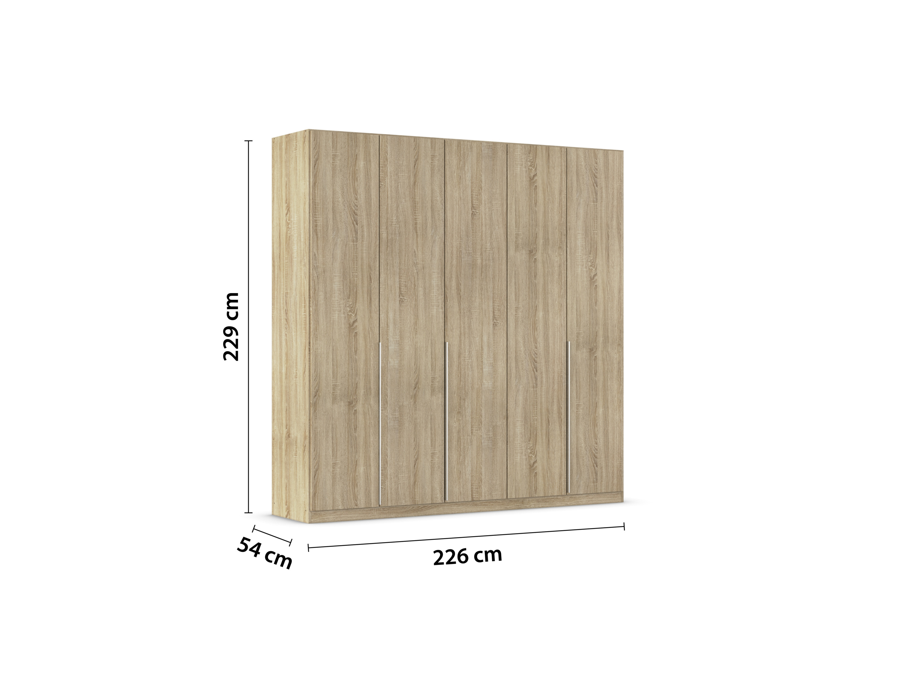 RAUCH ORANGE Drehtürenschrank Alabama (Basic-Zubehör, Eiche Sonoma, Griffe Alufarben, 226 x 229 cm) – Bild 4 von 4