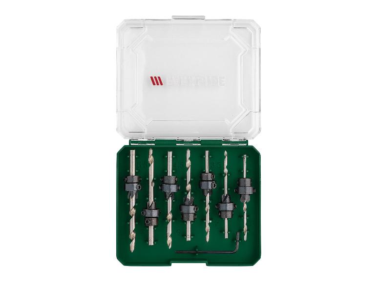 Ein Satz von 6 Forstnerbohrern der Marke BWK in einer grünen Aufbewahrungsbox.