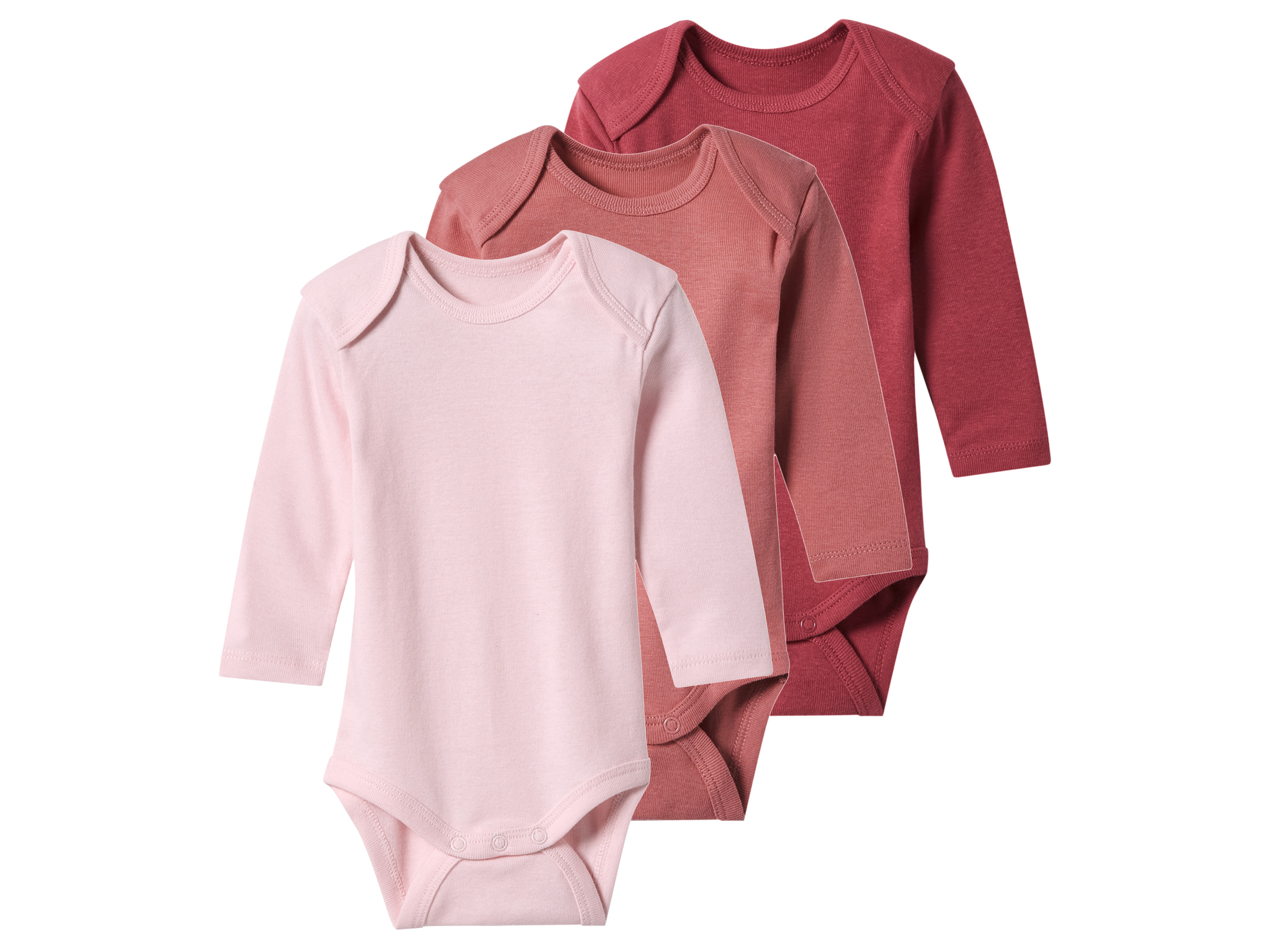 LUPILU® Baby-Wickelbodys, 3 Stück (rot/rosa/pink, 74/80)