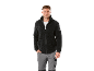 Schwarze Herren-Fleecejacke mit Reißverschluss und graue Arbeitshose