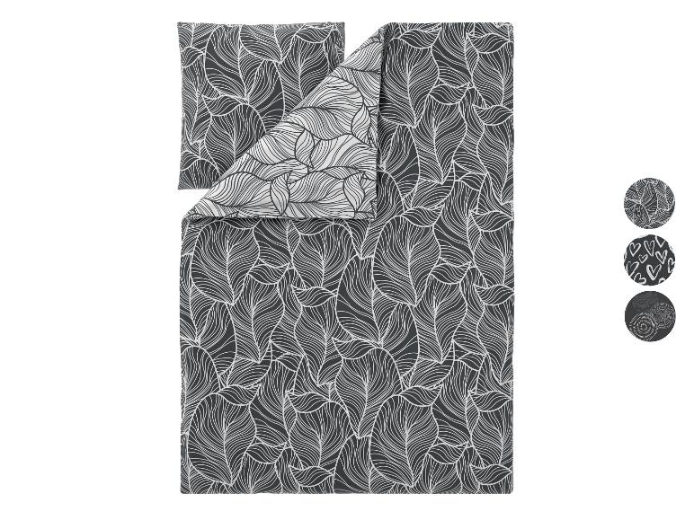 Bettwäsche-Set mit grau-weißem Blattmuster, mit zusätzlichen Designs.