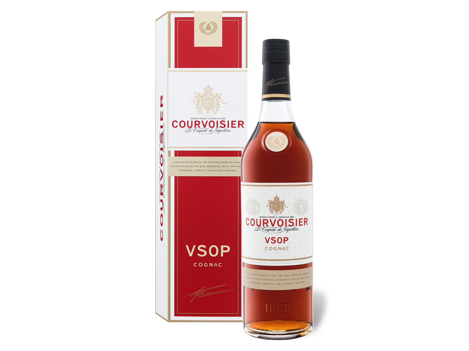| 40% Cognac LIDL VSOP Courvoisier Vol Geschenkbox mit