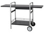 Ein Servierwagen mit Ablage und Rollen.