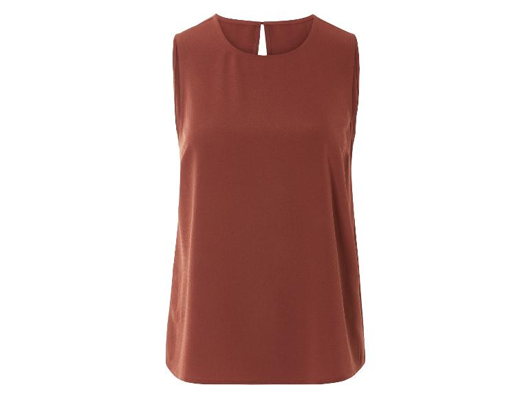 Elegantes, rotbraunes Top ohne Ärmel.