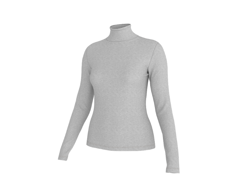 Grauer Damen-Rollkragenpullover mit langen Ärmeln