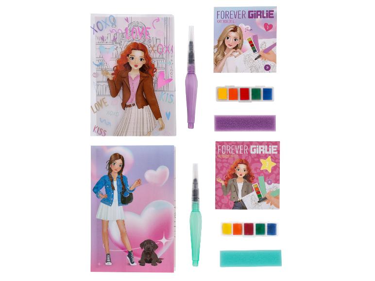 Forever Girlie Aquarell-Malset mit Zeichenheften und Zubehör.