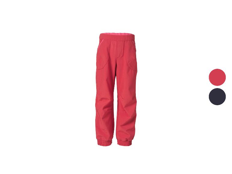 Rote Kinder-Jogginghose mit elastischen Bündchen, mit Farbmustern in Rot und Marineblau.