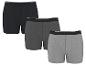 Dreierpack Herren-Boxershorts in Schwarz, Dunkelgrau und Hellgrau.