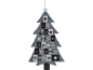 Grauer Filz-Weihnachtsbaum-Adventskalender mit schwarz-weiß nummerierten Taschen.