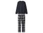 Herrenpyjama mit dunkelgrauem Henley-Shirt und karierter Hose.