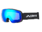 Blaue Skibrille mit schwarzem Band und weißem Muster