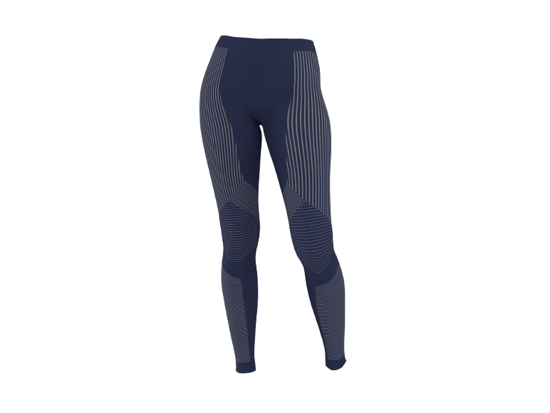 Dunkelblaue Damen-Sportleggings mit hellgrauem Streifenmuster