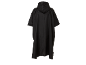 Schwarzer wasserdichter Poncho mit Kapuze, von hinten gesehen.
