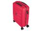 Ein roter Koffer mit Rollen der Marke Topmove.