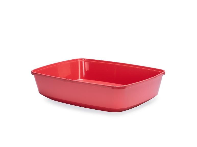 Rotes rechteckiges Plastiktablett