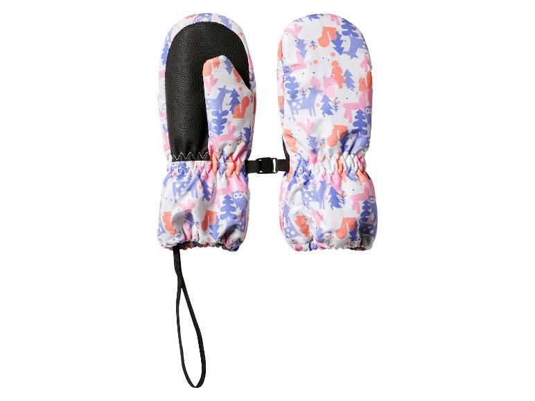 Kinder-Winterfäustlinge mit Tier- und Baummuster.