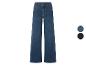 Dunkelblaue Wide-Leg-Jeans mit zwei Farbmustern