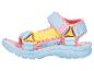Kinder-Sandalen in Rosa, Blau und Gelb, mit verstellbaren Riemen.