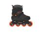 Schwarz-orangene Rollschuhe: ein Paar Inlineskates für Kinder oder Erwachsene.