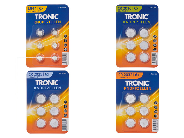 Gehe zu Vollbildansicht: TRONIC® Knopfzellen, 6 Stück - Bild 1
